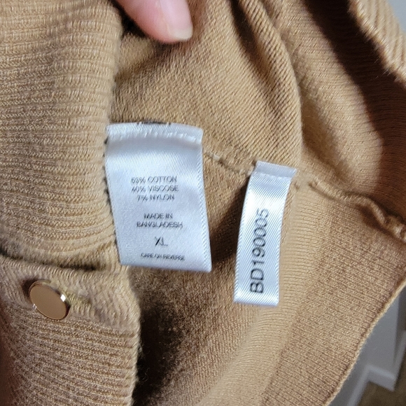 7th Avenue Design Studio Cardigan 3/4 length Tan sweater women's XL EUC beige - Picture 6 of 9